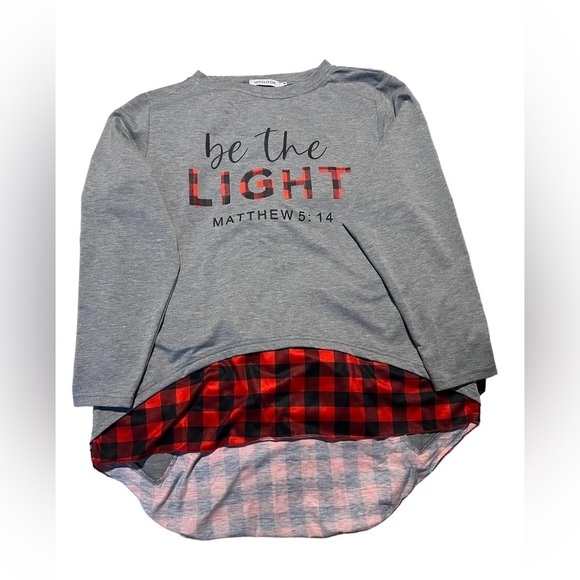 088. āBe the Light Matthew 5:14ā Gray Christmas Sweater M - Picture 3 of 4